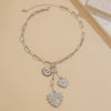 Jewelry Alloy Heartshaped Pendant Clavicle Chain With Zircon And Electroplating For Women