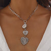 Jewelry Alloy Heartshaped Pendant Clavicle Chain With Zircon And Electroplating For Women