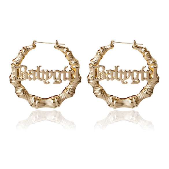Jewelry Alloy Hiphop Punk Round Bamboo Electroplated Heart Shape Stud Earrings For Women