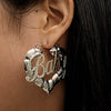 Jewelry Alloy Hiphop Punk Round Bamboo Electroplated Heart Shape Stud Earrings For Women