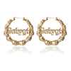 Jewelry Alloy Hiphop Punk Round Bamboo Electroplated Heart Shape Stud Earrings For Women