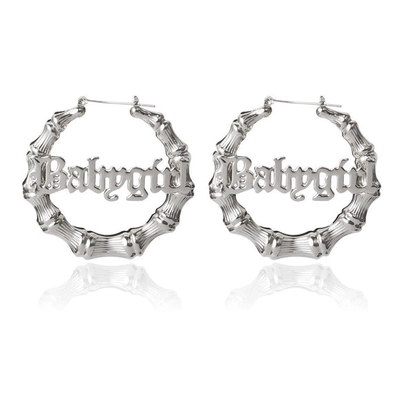 Jewelry Alloy Hiphop Punk Round Bamboo Electroplated Heart Shape Stud Earrings For Women