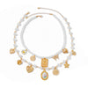 Jewelry Alloy Imitation Pearl Acrylic Butterfly Sunflower Heart Shape Geometric Clavicle Chain Electroplated