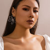 Jewelry Alloy Imitation Pearl Big Flower Geometric Diamond Earrings For Women