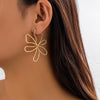 Jewelry Alloy Imitation Pearl Big Flower Geometric Diamond Earrings For Women
