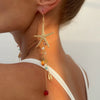 Jewelry Alloy Imitation Pearl Crystal Geometric Starfish Jellyfish Electroplated Earrings
