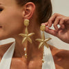 Jewelry Alloy Imitation Pearl Crystal Geometric Starfish Jellyfish Electroplated Earrings