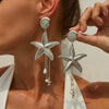 Jewelry Alloy Imitation Pearl Crystal Geometric Starfish Jellyfish Electroplated Earrings