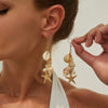 Jewelry Alloy Imitation Pearl Crystal Geometric Starfish Jellyfish Electroplated Earrings