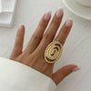 Jewelry Alloy Imitation Pearl Geometric Corrugated Irregular Oval Winding Ring Electroplated For Women