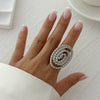 Jewelry Alloy Imitation Pearl Geometric Corrugated Irregular Oval Winding Ring Electroplated For Women