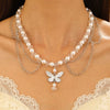 Jewelry Alloy Imitation Pearl Geometric Love Cross Butterfly Necklace For Women