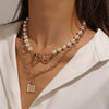 Jewelry Alloy Imitation Pearl Geometric Love Cross Butterfly Necklace For Women