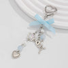 Jewelry Alloy Imitation Pearl Love Bow Ribbon Key Chain Pendant With Electroplating