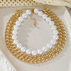 Jewelry Alloy Imitation Pearl Multilayer Clavicle Chain Water Drop Necklace Geometric Style Electroplating