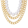 Jewelry Alloy Imitation Pearl Multilayer Clavicle Chain Water Drop Necklace Geometric Style Electroplating