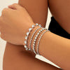 Jewelry Alloy Imitation Pearl Retro Geometric Electroplated Bracelet Set For Women