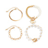 Jewelry Alloy Imitation Pearl Retro Geometric Electroplated Bracelet Set For Women