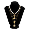 Jewelry Alloy Imitation Pearl Shell Ball Chain Multilayer Necklace With Animal Zodiac Pattern Electroplated For Women