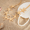 Jewelry Alloy Imitation Pearl Star Shaped Starfish Clavicle Chain Necklace Electroplated