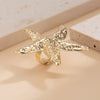 Jewelry Alloy Imitation Pearl Starfish Conch Ring Women's Exaggerated Geometric Electroplating Style
