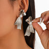 Jewelry Alloy Imitation Pearl Tassel Bow Tie Earrings Electroplated For Women Minimalist Style