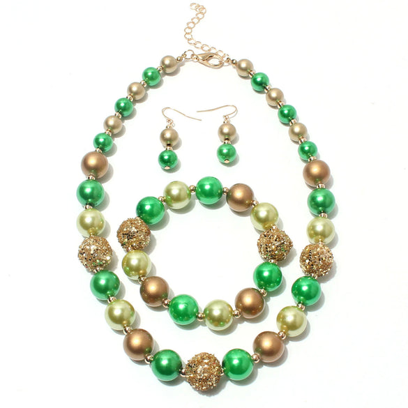 Jewelry Alloy Imitation Pearls Geometric Electroplating Threepiece Set For Women