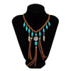 Jewelry Alloy Imitation Turquoise Velvet Woven Tassel Clavicle Chain With Electroplating For Women