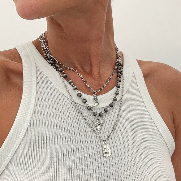 Jewelry Alloy Iron Chain Geometric Irregular Electroplating Clavicle Necklace For Women