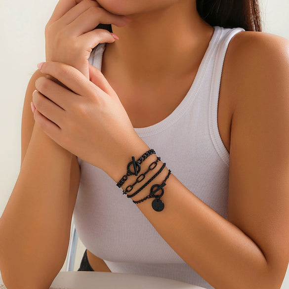 Jewelry Alloy Iron Chain Geometric Pattern Retro Electroplating Women's Halloween Coin Pendant Bracelet