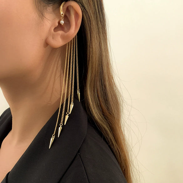 Jewelry Alloy Iron Chain Geometric Tassel Rivet Ear Clip