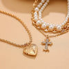 Jewelry Alloy Iron Chain Imitation Pearl Geometric Peach Heart Electroplating Women's Clavicle Chain Necklace