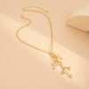 Jewelry Alloy Iron Chain Rhinestone Geometric Cross Electroplated Women's Clavicle Necklace