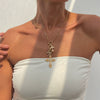 Jewelry Alloy Iron Chain Rhinestone Geometric Cross Electroplated Women's Clavicle Necklace