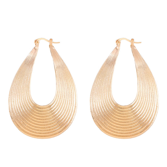 Jewelry Alloy 14K Gold Electroplated Geometric Curved Striped Water Drop Earrings For Women