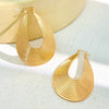 Jewelry Alloy 14K Gold Electroplated Geometric Curved Striped Water Drop Earrings For Women