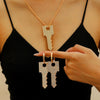 Jewelry Alloy Key Design Set With Diamonds Women's Earrings Necklace Pendant