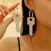 Jewelry Alloy Key Design Set With Diamonds Women's Earrings Necklace Pendant