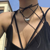 Jewelry Alloy Leather Wax Thread Flannel Handmade Heart Pendant Choker Necklace