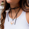 Jewelry Alloy Leather Wax Thread Flannel Handmade Heart Pendant Choker Necklace