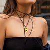 Jewelry Alloy Leather Wax Thread Flannel Handmade Heart Pendant Choker Necklace