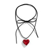 Jewelry Alloy Leather Wax Thread Flannel Handmade Heart Pendant Choker Necklace