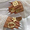 Jewelry Alloy Light Luxury Geometric Irregular Hollow Square Ring Electroplating For Women