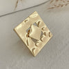 Jewelry Alloy Light Luxury Geometric Irregular Hollow Square Ring Electroplating For Women
