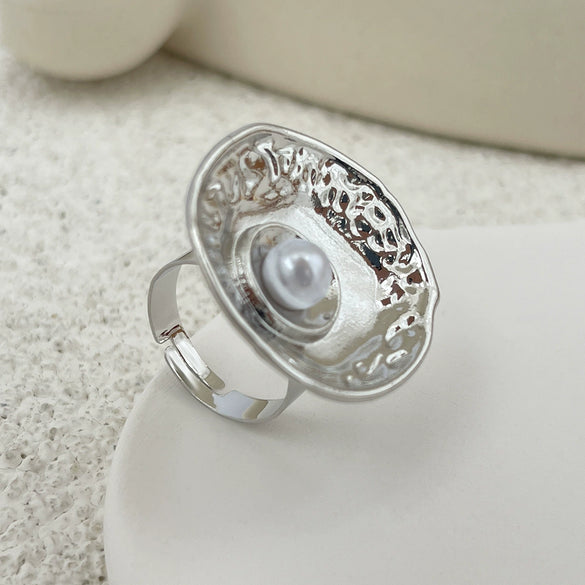 Jewelry Alloy Light Luxury Geometric Irregular Hollow Square Ring Electroplating For Women
