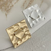 Jewelry Alloy Light Luxury Geometric Irregular Hollow Square Ring Electroplating For Women