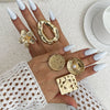 Jewelry Alloy Light Luxury Geometric Irregular Hollow Square Ring Electroplating For Women