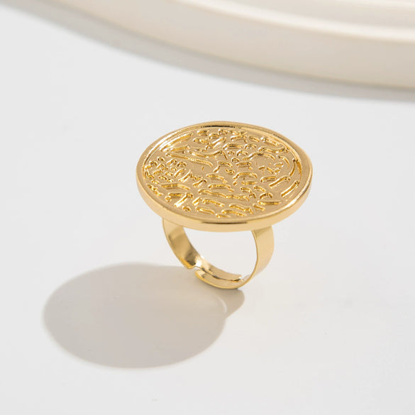 Jewelry Alloy Light Luxury Geometric Irregular Hollow Square Ring Electroplating For Women