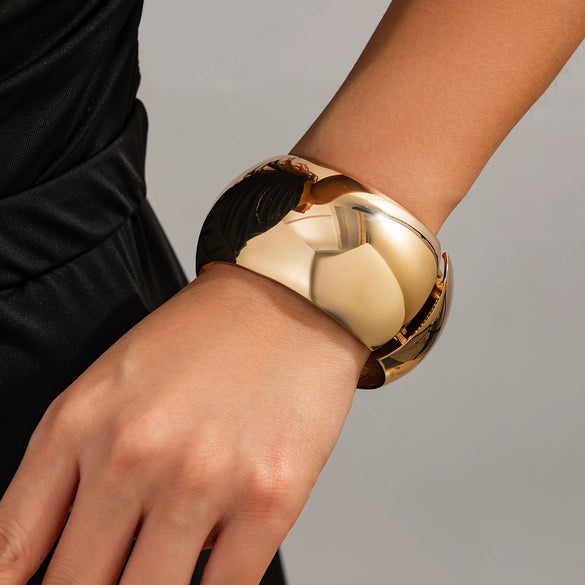 Jewelry Alloy Light Luxury Geometric Round Electroplated Spring Bracelet
