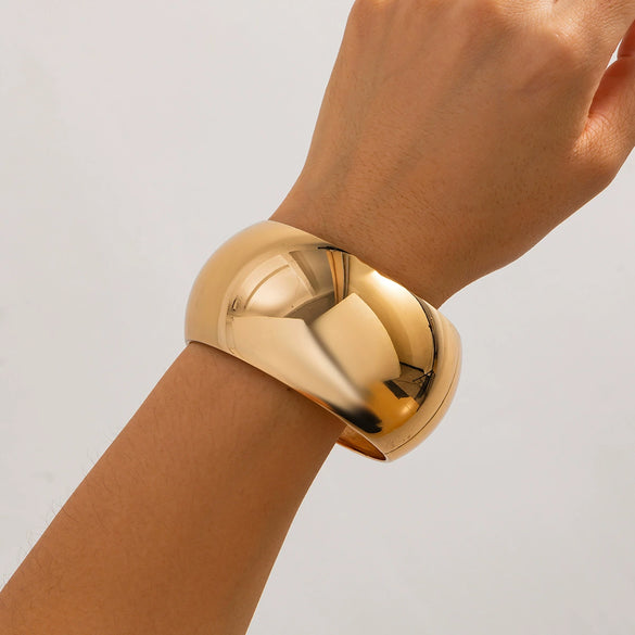 Jewelry Alloy Light Luxury Geometric Round Electroplated Spring Bracelet